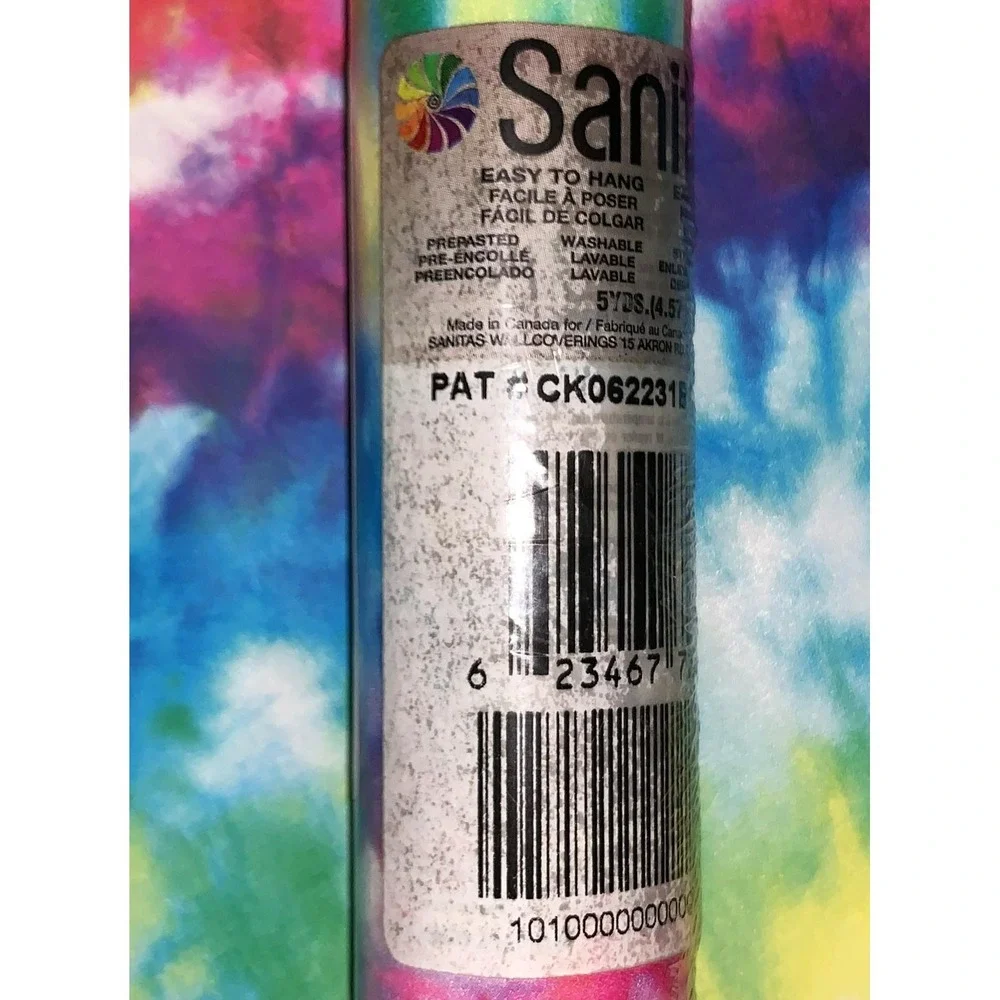 Retro Tie-Dye Rainbow Wave Vinyl‎ Wallpaper Border - 4+ Rolls Vintage NOS